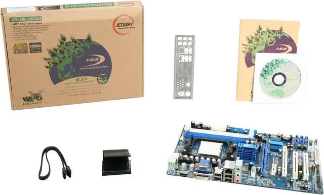 Alt view image 5 of 5 - JetWay JXBLUE-78GA3L-LF AM3/AM2+/AM2 AMD 780G HDMI ATX AMD Motherboard