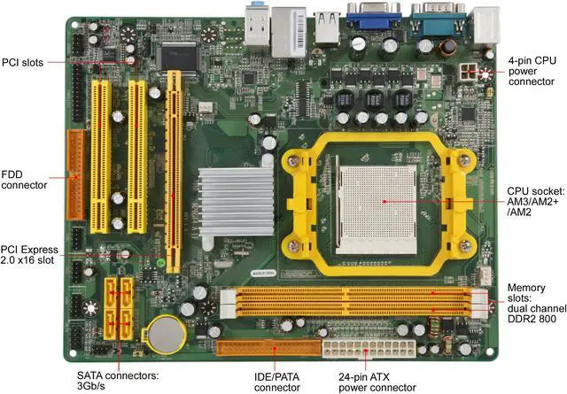Alt view image 3 of 5 - JetWay JM26GT4-A-LF AM3/AM2+/AM2 NVIDIA NF6100-430 (MCP61P) Micro ATX AMD Motherboard