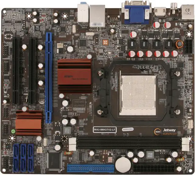 Alt view image 3 of 5 - JetWay JMA3-880GTV2-LF AM3 AMD 880G HDMI Micro ATX AMD Motherboard