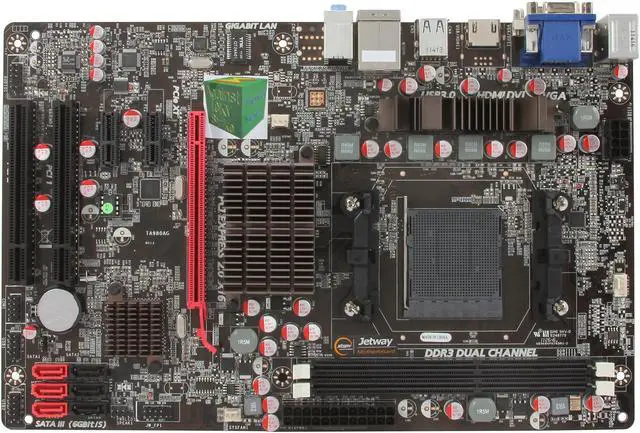 Alt view image 3 of 5 - JetWay JTA980AG AM3+ AMD 880G HDMI ATX AMD Motherboard