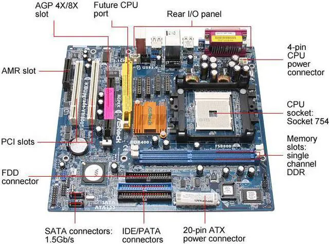 Alt view image 3 of 5 - ASRock K8Upgrade-VM800 754 VIA K8M800 Micro ATX AMD Motherboard