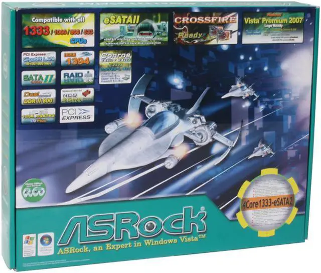 Alt view image 7 of 7 - ASRock 4Core1333-eSATA2 R5.0 LGA 775 Intel P31 ATX Intel Motherboard