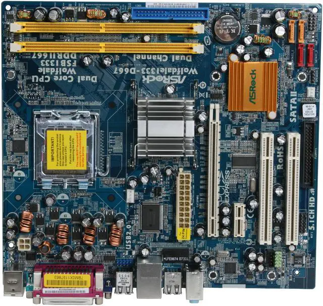 Alt view image 3 of 7 - ASRock Wolfdale1333-D667 LGA 775 Intel 945GC Micro ATX Intel Motherboard