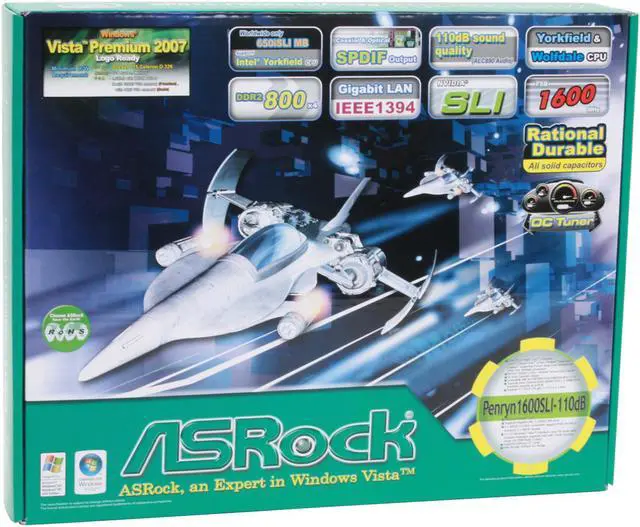 Alt view image 7 of 7 - ASRock Penryn1600SLI-110dB LGA 775 NVIDIA nForce 650i SLI ATX Intel Motherboard