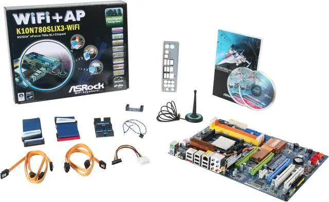 Alt view image 5 of 5 - ASRock K10N780SLIX3-WiFi AM2+/AM2 NVIDIA nForce 780a SLI ATX AMD Motherboard