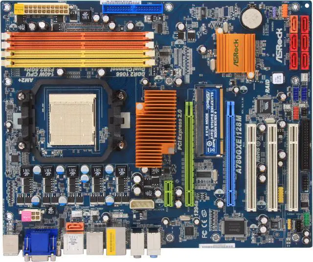 Alt view image 3 of 5 - ASRock A780GXE/128M AM2+/AM2 AMD 780G ATX AMD Motherboard