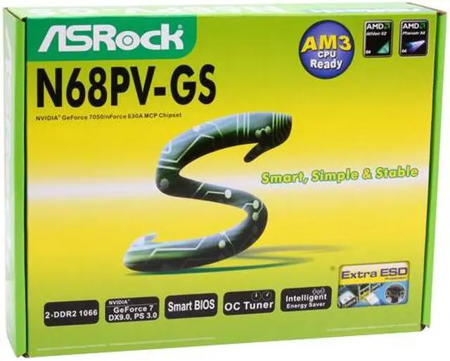 Alt view image 7 of 7 - ASRock N68PV-GS AM2+/AM2 NVIDIA GeForce 7050 Micro ATX AMD Motherboard