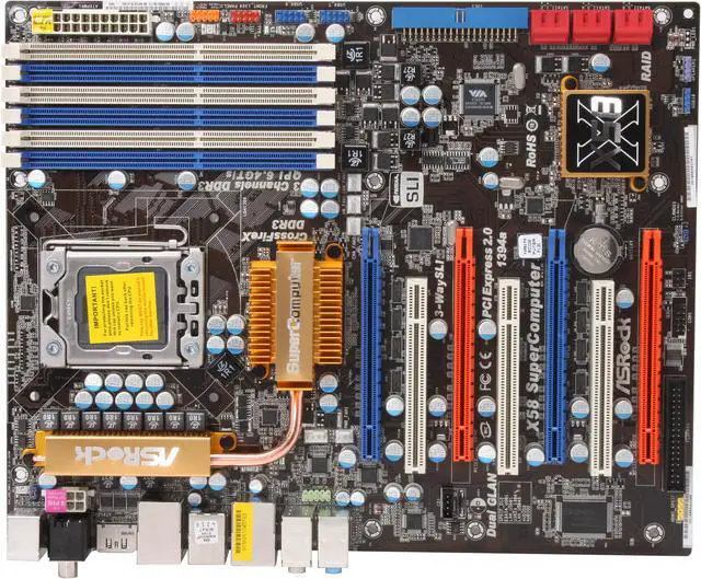 Alt view image 3 of 5 - ASRock X58 Supercomputer LGA 1366 Intel X58 ATX Intel Motherboard