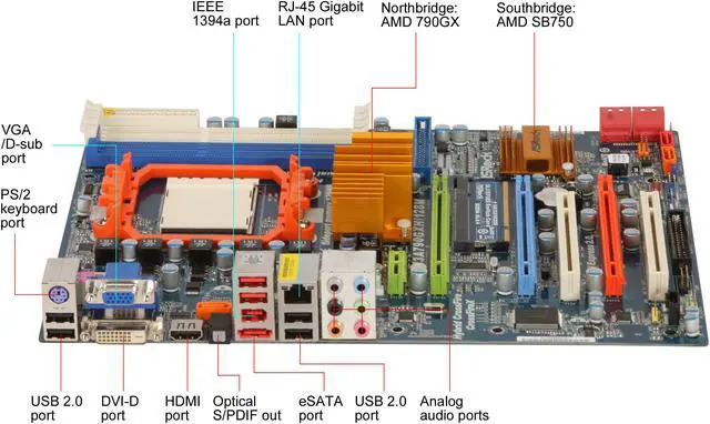 Alt view image 2 of 5 - ASRock M3A790GXH/128M AM3 AMD 790GX HDMI ATX AMD Motherboard