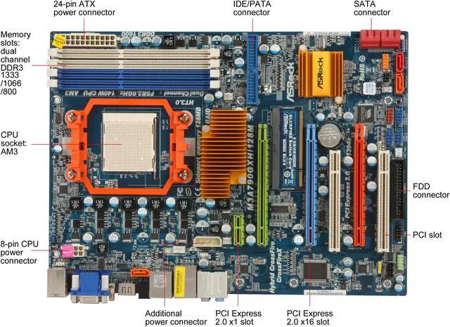 Alt view image 3 of 5 - ASRock M3A790GXH/128M AM3 AMD 790GX HDMI ATX AMD Motherboard