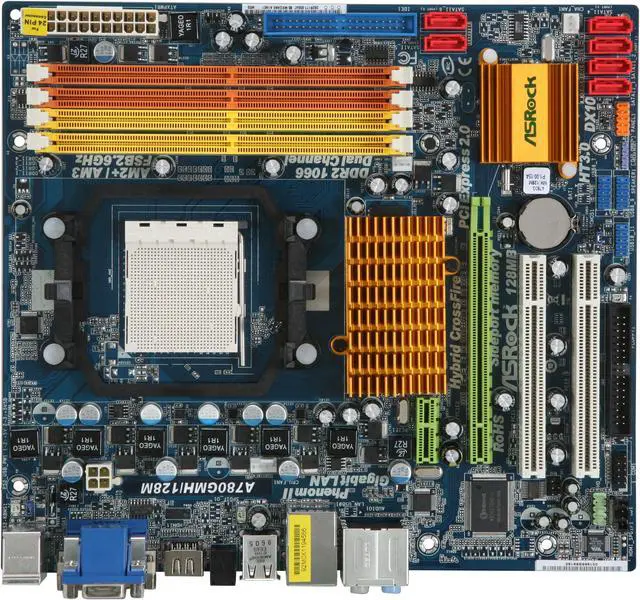 Alt view image 3 of 5 - ASRock A780GMH/128M AM3/AM2+ AMD 780G HDMI Micro ATX AMD Motherboard