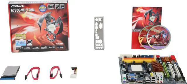 Alt view image 5 of 5 - ASRock A780GMH/128M AM3/AM2+ AMD 780G HDMI Micro ATX AMD Motherboard