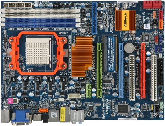 Alt view image 3 of 5 - ASRock M3A780GXH/128M AM3 AMD 780G HDMI ATX AMD Motherboard