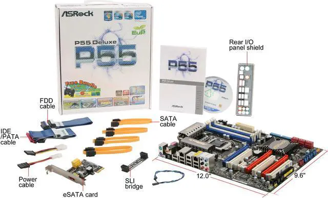 Alt view image 11 of 11 - ASRock P55 Deluxe LGA 1156 Intel P55 ATX Intel Motherboard