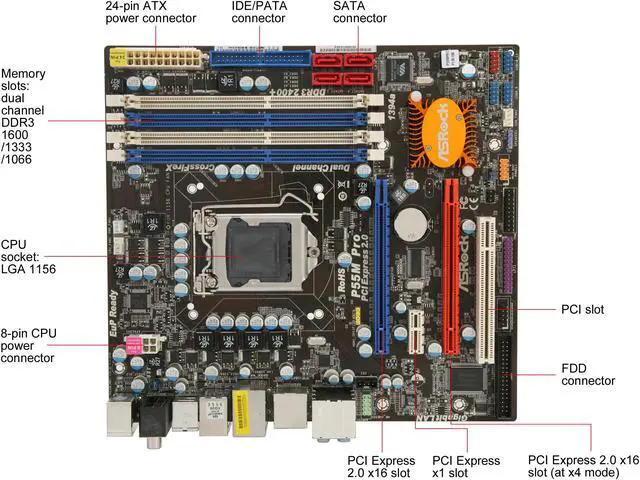Alt view image 9 of 11 - ASRock P55M Pro LGA 1156 Intel P55 Micro ATX Intel Motherboard