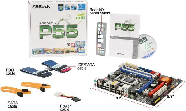 Alt view image 11 of 11 - ASRock P55M Pro LGA 1156 Intel P55 Micro ATX Intel Motherboard
