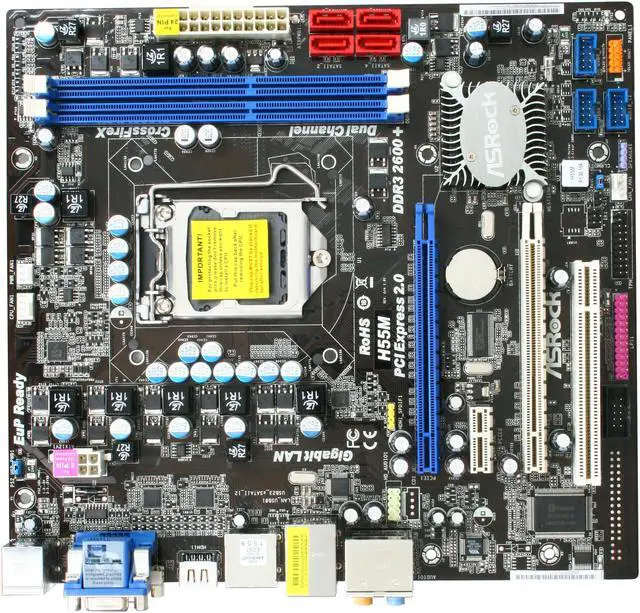 Alt view image 3 of 5 - ASRock H55M LGA 1156 Intel H55 HDMI Micro ATX Intel Motherboard