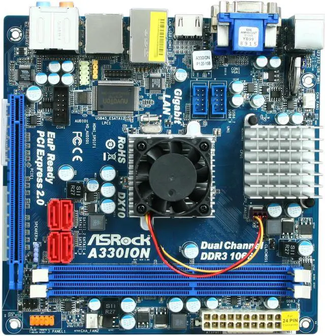 Alt view image 3 of 5 - ASRock A330ION Intel Atom 330 PBGA437 NVIDIA MCP7A-ION Mini ITX Motherboard / CPU Combo