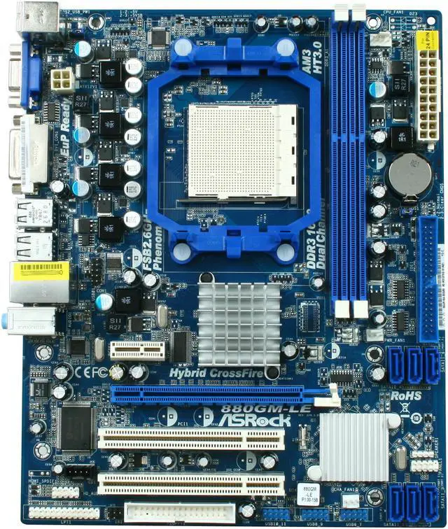 Alt view image 3 of 5 - ASRock 880GM-LE AM3 AMD 880G Micro ATX AMD Motherboard