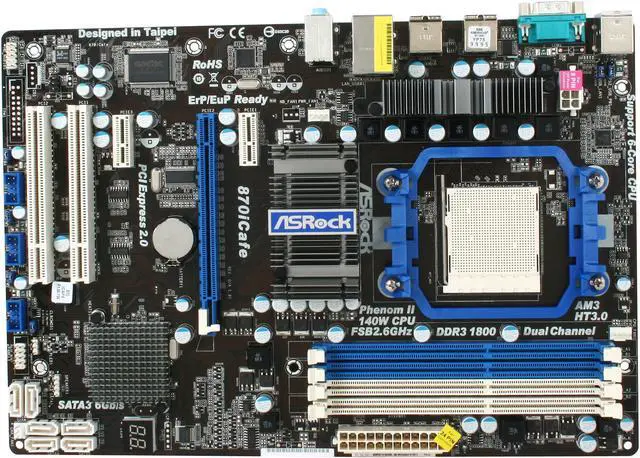Alt view image 3 of 5 - ASRock 870iCafe AM3 AMD 870 ATX AMD Motherboard