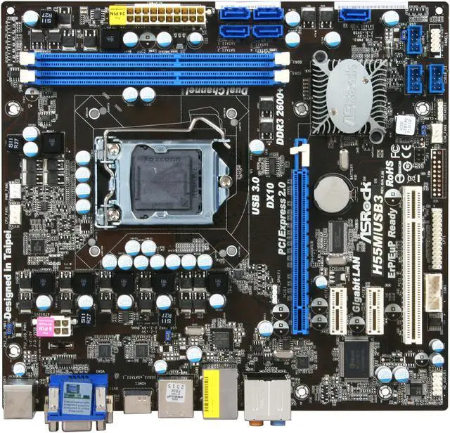 Alt view image 3 of 4 - ASRock H55M/USB3 R2.0 LGA 1156 Intel H55 HDMI USB 3.0 Micro ATX Intel Motherboard