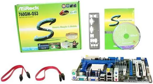 Alt view image 5 of 5 - ASRock 760GM-GS3 AM3 AMD 760G + SB710 Micro ATX AMD Motherboard