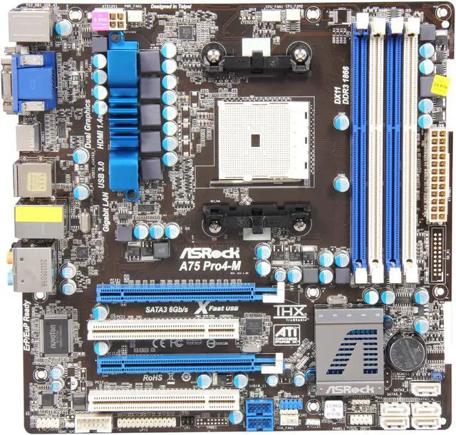 Alt view image 3 of 5 - ASRock A75 PRO4-M FM1 AMD A75 (Hudson D3) USB 3.0 HDMI Micro ATX AMD Motherboard with UEFI BIOS