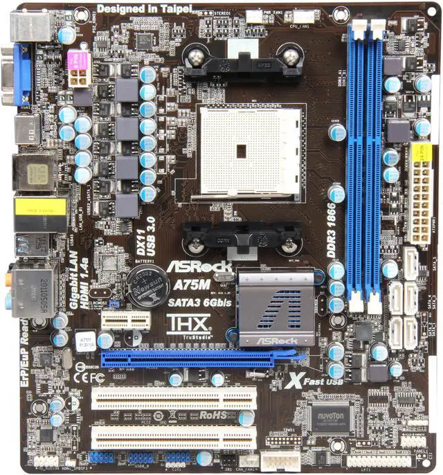 Alt view image 3 of 5 - ASRock A75M FM1 AMD A75 (Hudson D3) USB 3.0 HDMI Micro ATX AMD Motherboard with UEFI BIOS