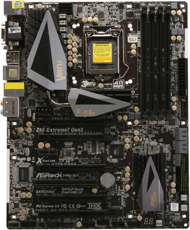 Alt view image 3 of 5 - ASRock Z68 Extreme7 Gen3 LGA 1155 Intel Z68 HDMI USB 3.0 ATX Intel Motherboard