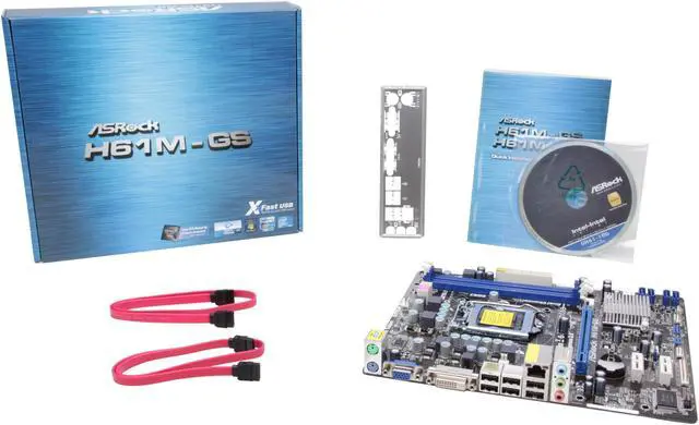 Alt view image 5 of 5 - ASRock H61M-GS LGA 1155 Intel H61 Micro ATX Intel Motherboard