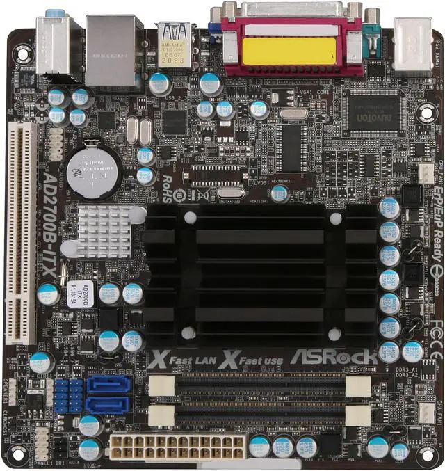Alt view image 3 of 5 - ASRock AD2700B-ITX Intel Atom D2700 (2.13GHz, dual core) Intel NM10 Mini ITX Motherboard / CPU Combo