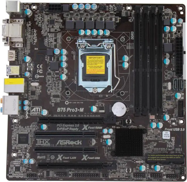 Alt view image 3 of 5 - ASRock B75 PRO3-M LGA 1155 Intel B75 HDMI USB 3.0 Micro ATX Intel Motherboard