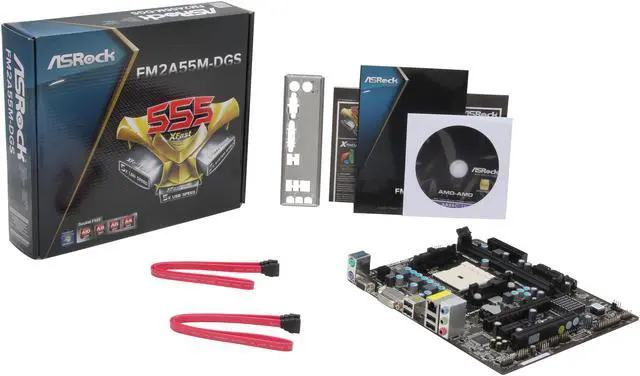 Alt view image 5 of 5 - ASRock FM2A55M-DGS FM2 AMD A55 (Hudson D2) Micro ATX AMD Motherboard