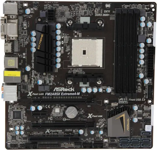 Alt view image 3 of 5 - ASRock FM2A85X Extreme4-M FM2 AMD A85X (Hudson D4) USB 3.0 HDMI Micro ATX AMD Motherboard