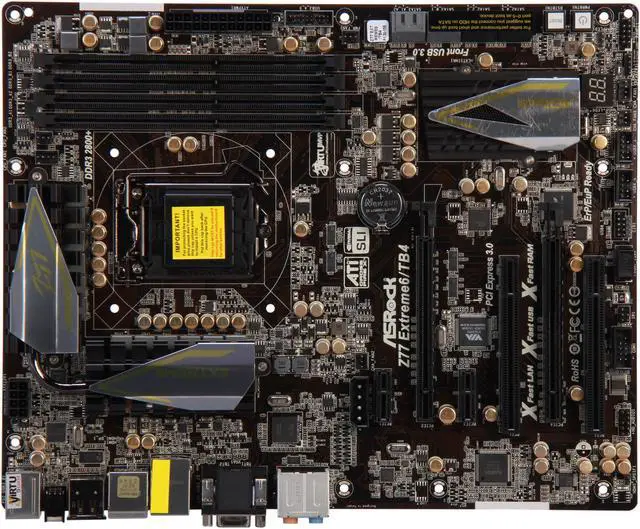 Alt view image 3 of 6 - ASRock Z77 Extreme6/TB4 LGA 1155 Intel Z77 HDMI USB 3.0 ATX Intel Motherboard