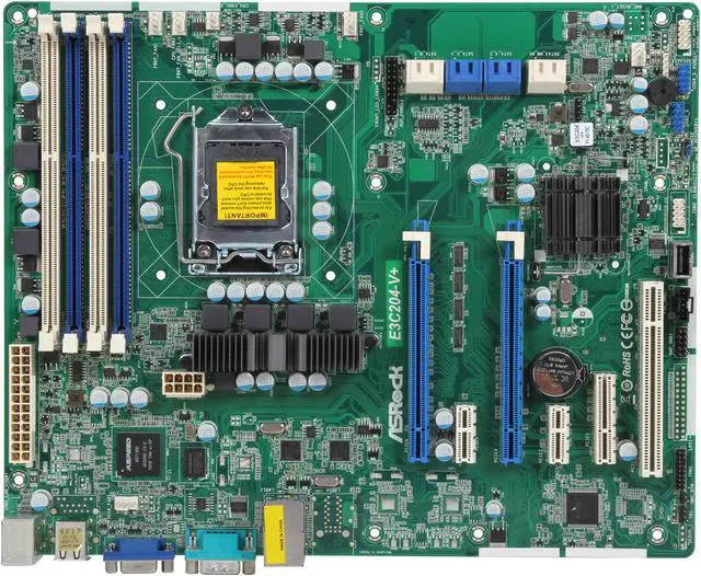 Alt view image 3 of 5 - ASRock E3C204-V+ ATX Server Motherboard LGA 1155 Intel C204 DDR3 1600/1333/1066