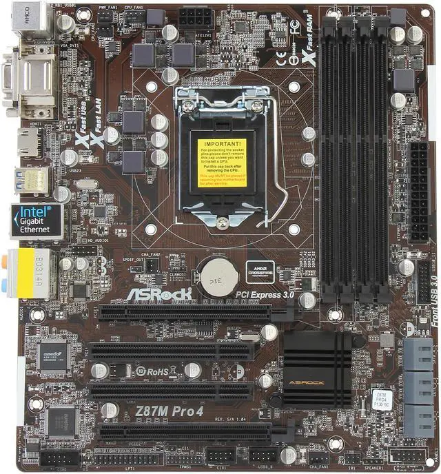 Alt view image 3 of 5 - ASRock Z87M PRO4 LGA 1150 Intel Z87 HDMI USB 3.0 Micro ATX Intel Motherboard
