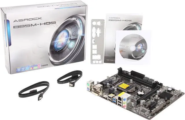 Alt view image 6 of 5 - ASRock B85M-HDS LGA 1150 Intel B85 HDMI USB 3.0 Micro ATX Intel Motherboard