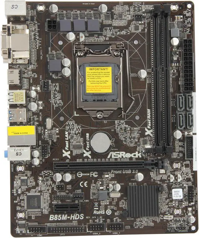 Alt view image 5 of 5 - ASRock B85M-HDS LGA 1150 Intel B85 HDMI USB 3.0 Micro ATX Intel Motherboard