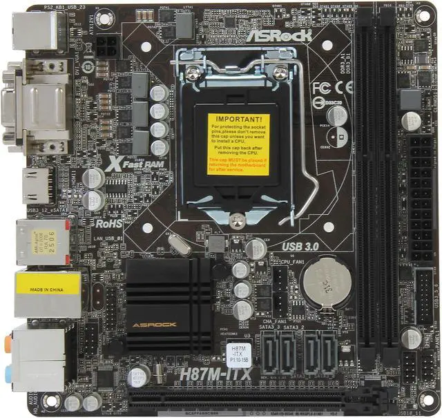 Alt view image 3 of 5 - ASRock H87M-ITX LGA 1150 Intel H87 HDMI USB 3.0 Mini ITX Intel Motherboard