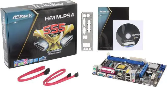 Alt view image 5 of 5 - ASRock H61M-PS4 LGA 1155 Intel H61 Micro ATX Intel Motherboard