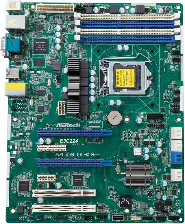 Alt view image 3 of 5 - AsRock Rack E3C224 ATX Server Motherboard LGA 1150 Intel C224 DDR3 1600 / 1333 ECC UDIMM