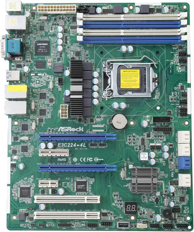 Alt view image 3 of 5 - ASRock E3C224-4L ATX Server Motherboard LGA 1150 Intel C224 DDR3 1600/1333