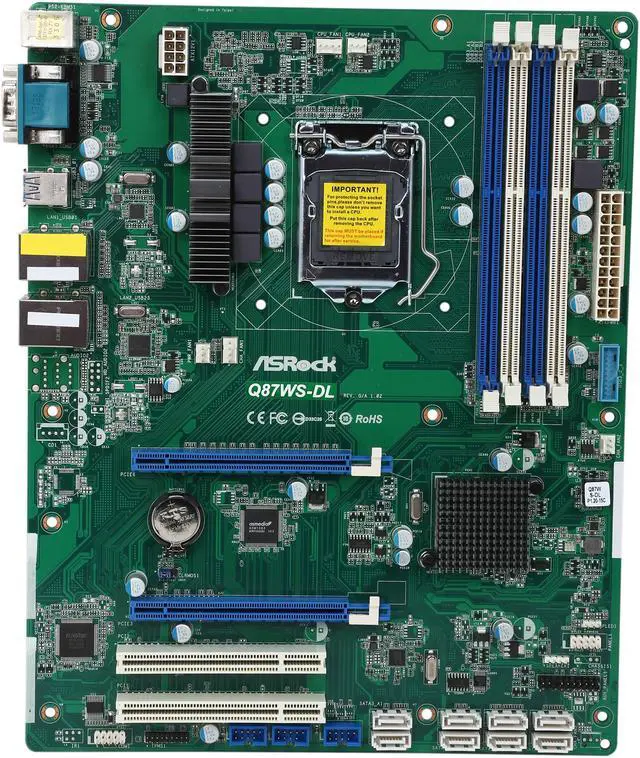 Alt view image 3 of 5 - ASRock Q87WS-DL ATX Server Motherboard LGA 1150 Intel Q87 DDR3 1600/1333