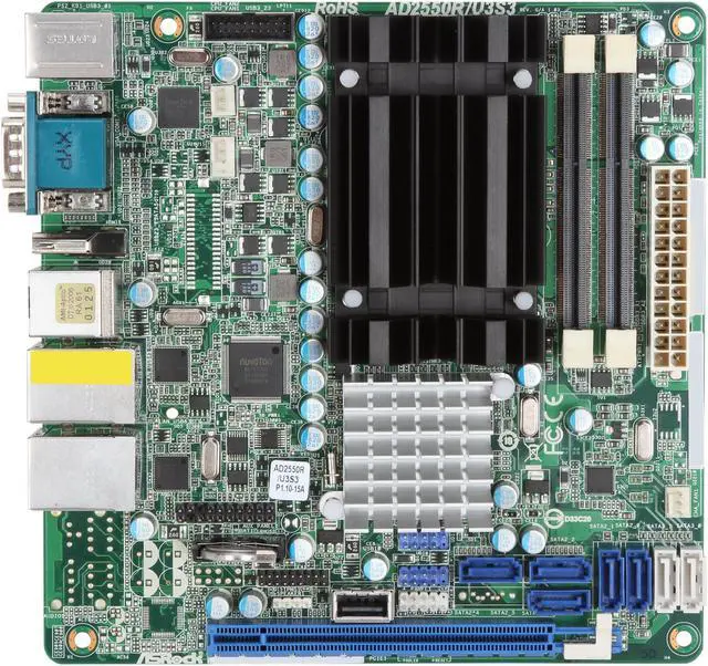 Alt view image 3 of 5 - ASRock AD2550R/U3S3 Mini ITX Server Motherboard DDR3 1066