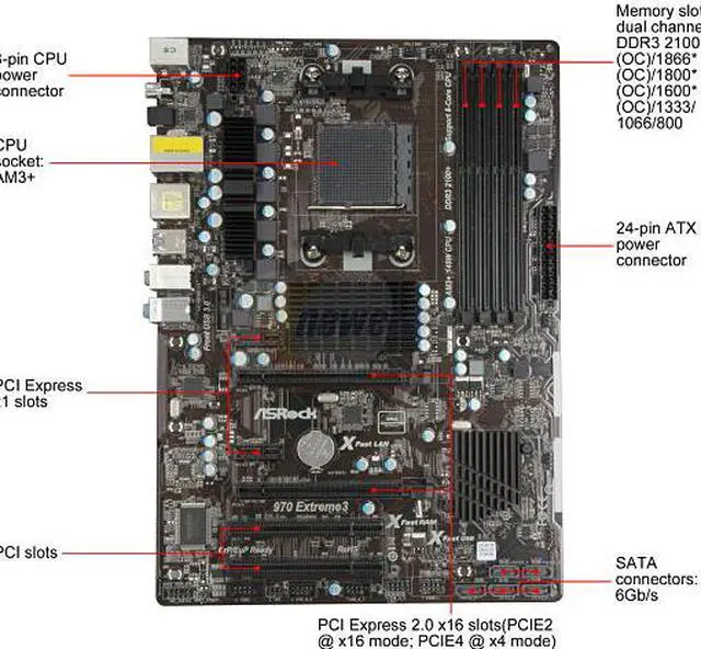 Alt view image 3 of 4 - ASRock 970 EXTREME3 AM3+ AMD 970 USB 3.0 ATX AMD Motherboard