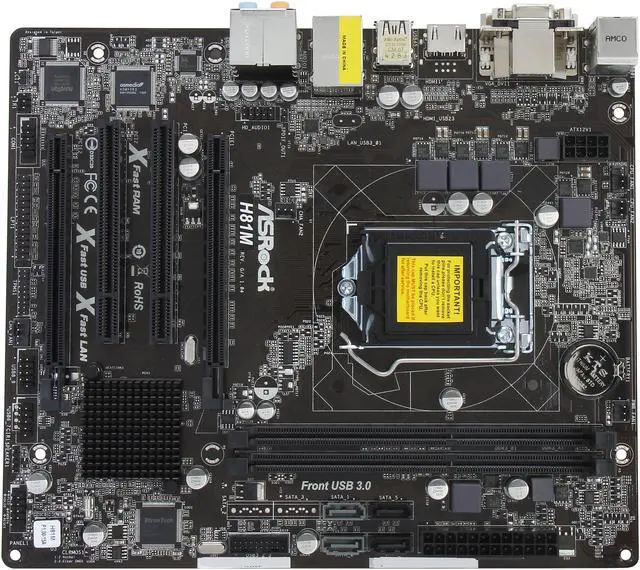 Alt view image 3 of 5 - ASRock H81M LGA 1150 Intel H81 HDMI USB 3.0 Micro ATX Intel Motherboard