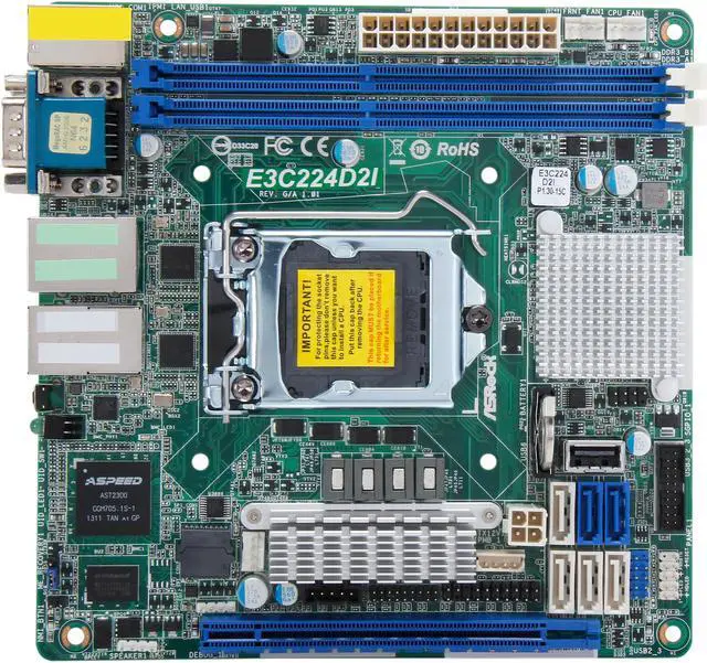 Alt view image 4 of 5 - AsRock Rack E3C224D2I Mini ITX Server Motherboard LGA 1150 Intel C224 DDR3 1600 / 1333 ECC UDIMM memory