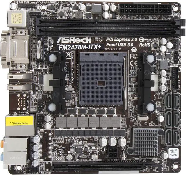 Alt view image 3 of 5 - ASRock FM2A78M-ITX+ FM2+ / FM2 AMD A78 (Bolton D3) USB 3.0 HDMI Mini ITX AMD Motherboard