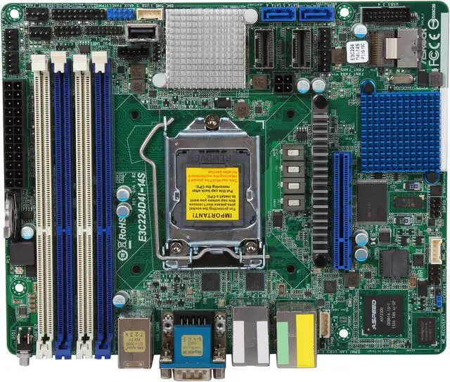 Alt view image 3 of 5 - ASRock E3C224D4I-14S Extended mini ITX Server Motherboard LGA 1150 Intel C224 DDR3 1600 / 1333